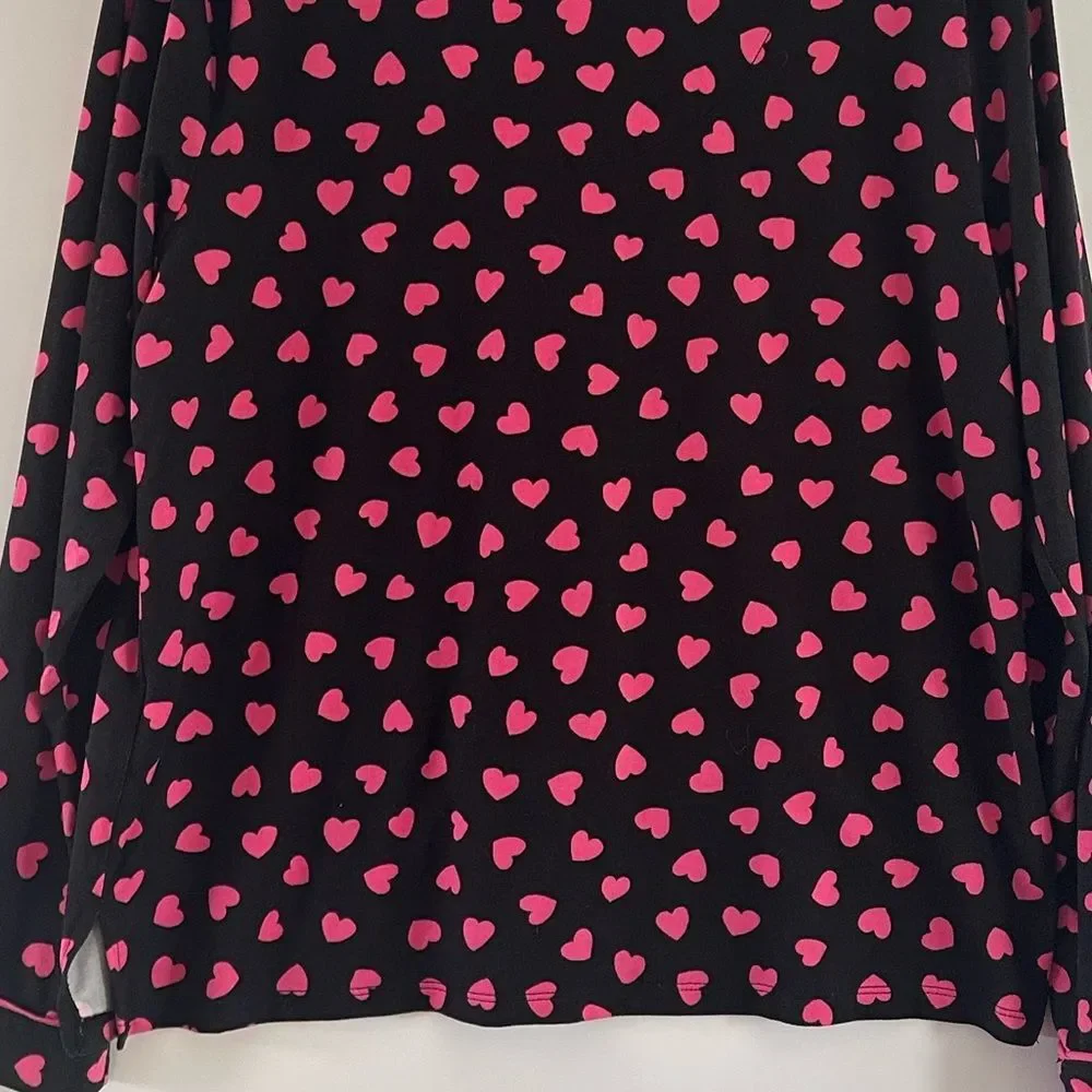 Kate Spade New York Pajama Set Small Pink Hearts Long Sleeve Pant Set